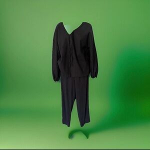 Alfani Black V-Neck Long Sleeve Jumpsuit